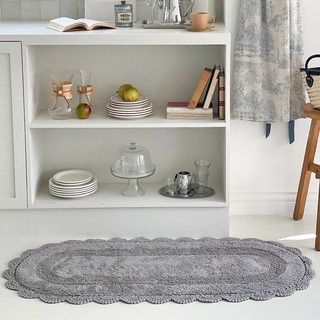 FINDS lifestyle TIERRA 居家鉤織向日葵橢圓浴室地墊, 灰色