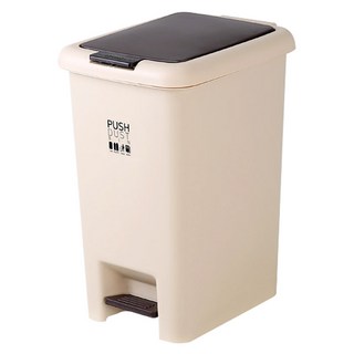 Nature Living 踏板按壓兩用垃圾桶 內部有垃圾袋固定環, 米色, 1個