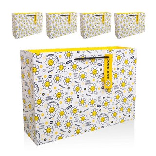 Good given 微笑雛菊購物袋 白色 5個 小號(寬270mm×寬95mm×高210mm)