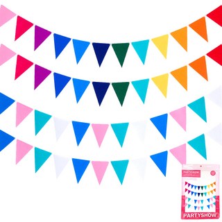 PARTYSHOW 毛氈三角派對掛旗 2款 x 2入組, 1套, 12色彩虹, 冰淇淋