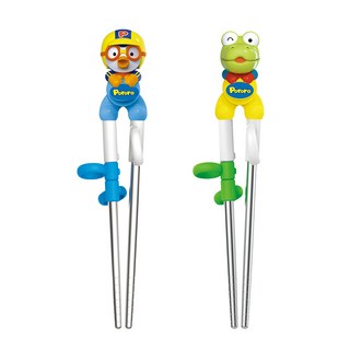 Edison 立體不銹鋼學習筷2件組, 啵樂樂+卡龍, 1組