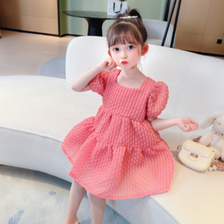 Orenjidamom 女童方背蝴蝶結蓬蓬連身裙