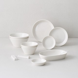 LENANSE Blanche 雙人餐具組 11件組, 7種餐具, 1套, 白色