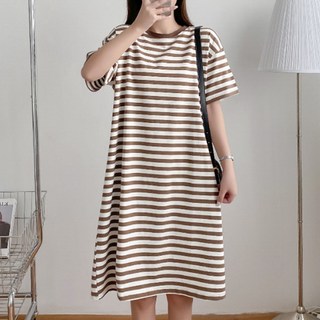 條紋哺乳連身裙