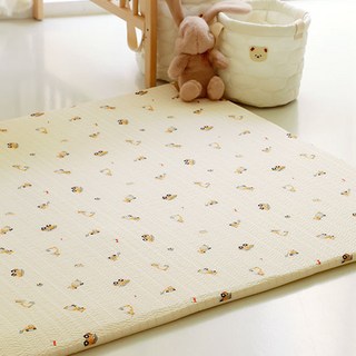 HIYOKO BABY 嬰幼兒用柔軟矽膠竹纖維泡泡紗床罩+床墊套組, 工程車好朋友