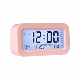 全功能USB星期室溫報時鬧鐘, 玫瑰粉
