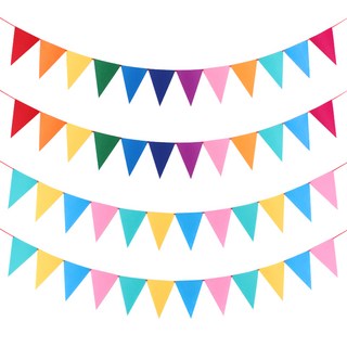 彩虹 2入 + 馬卡龍色 2入 毛氈三角掛旗組, 彩虹, 馬卡龍色, 1套