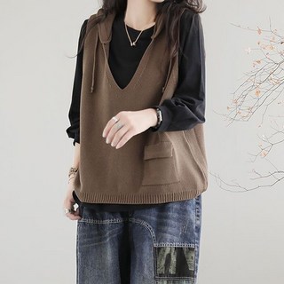 POPLARNC 女款 Roke 大尺碼連帽針織背心 P25FV070431