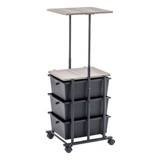 BUYER HOUSE 拜爾家居 伸縮活動車, 3層, 黑色 + 原木色