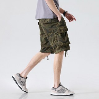 男士棉質彈性軍裝鬆緊腰帶工裝短褲 NXM019
