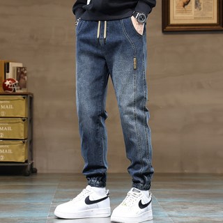 엘쏘 남성용 옴므 밴딩 작업 데님 조거 팬츠