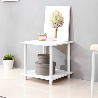 NOA FURNITURE 方型雙層床頭櫃, 1組, 白色