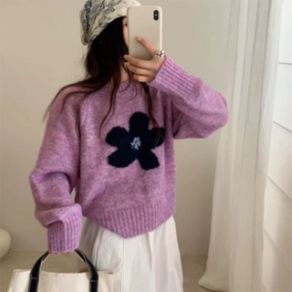PEONIST 女款 Bloom Cozy Blossom 圓領針織衫