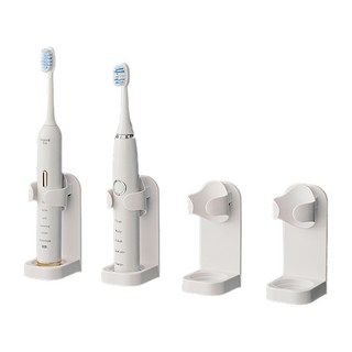 Homevanesse 黏貼式 簡易組裝 浴室裝潢 瀝水 電動牙刷架, 白色, 4個