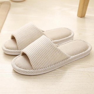 Doobalro 條紋居家室內拖鞋, Beige, 1雙