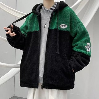 Starbean 男士重點刺繡厚實羊羔毛拉鍊外套