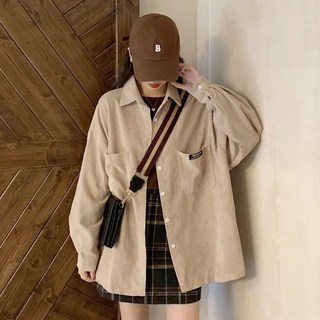 Elsso 女款燈芯絨休閒約會長袖外套襯衫