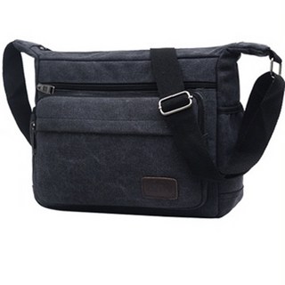 Hilio 男士郵差包 日常單肩包 斜背包, 05 黑色