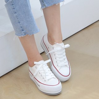 HOLLYBUNNY 女款自然增高運動鞋 休閒帆布鞋 HLBN68109