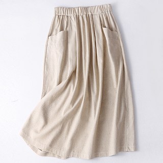 The Flow Commerce Mori Look 亞麻棉質寬鬆中長裙