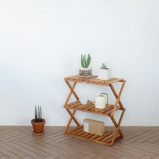 iHome 道格拉斯原木折疊式寬版層架, 單一顏色, 3層