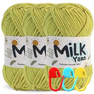 Knitt MiLK編織線 50g 3捲+編織記號扣 3個, 63號(毛線)+隨機發貨(別針記號圈), 1組