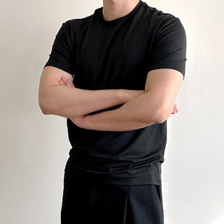 남성용 에어테크 슬림 머슬핏 무지 라운드넥 반팔 티셔츠