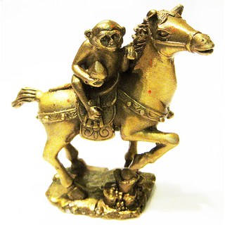 開運陶源 馬上封侯/馬上封猴 招財開運銅雕, 黃銅色