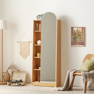 서울소호 스탠디 전신거울 틈새 도어형 수납 콘센트 화장대 방문설치, 오크