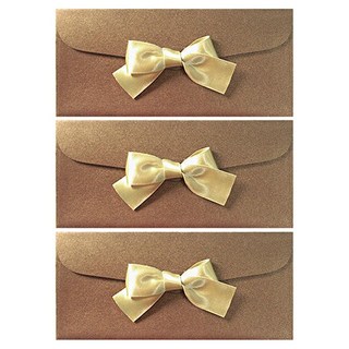Tooyoung Design 金色蝴蝶結珠光信封 紅包袋 古銅色 3入, 青銅, 3個