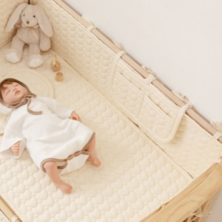AiRabbit 愛心加厚嬰兒床護欄 IKEA相容 大型, 淺米色