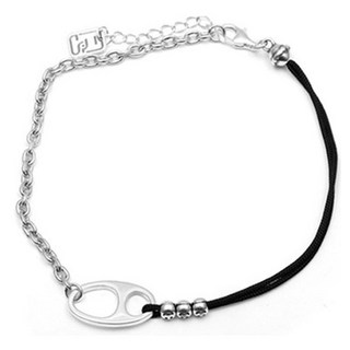 赫莫薩 微笑拉環串珠鍊繩925銀腳鍊 A028