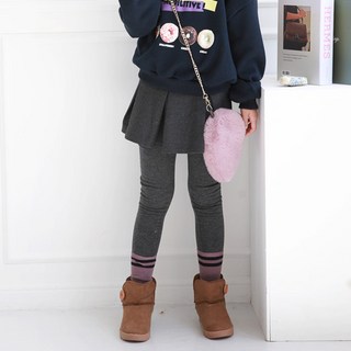 Nanajuni 女童毛呢褶皺貂絨褲裙