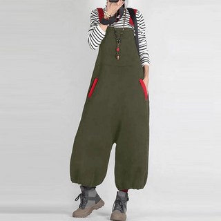 MarketA 女款大尺碼水洗吊帶褲