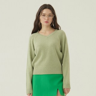 DoNotPlan 女款羊毛混紡V領簡約針織衫