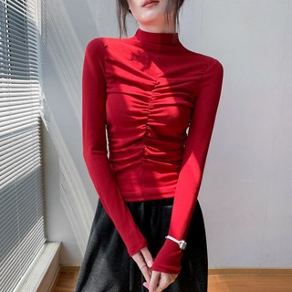 daysoy 女性抓皺高領針織衫