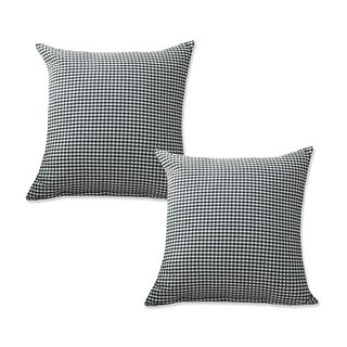 ECONY HOUSE 千鳥格紋抱枕 含枕芯 2入, 黑色