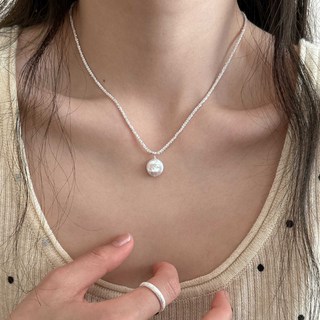 女款巴洛克珍珠吊墜鍊條項鍊