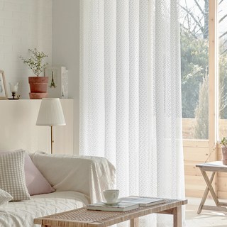 VIEW HOUSE Chainy蕾絲網紗窗簾, 白色