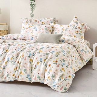 J-bedtime 床寢時光 台灣製絲柔棉雙人被套 P6839M, D(210 x 180cm), 春天花卉, 雙人, 被套