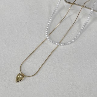 엘라주르 여성용 모던 하트 레이어드 진주 목걸이