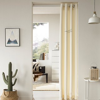 ALTTEURI 防風三層遮光窗簾 + 伸縮桿 Set, 冬季隔冷氣 夏季隔陽光/紫外線, 窗簾150 x 205cm + 伸縮桿 直徑22mm x 長度80~150cm, 象牙白