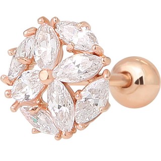 Mini Art 女用 14K 金針 簡約日常 花朵鋯石 基本款 耳蝸/耳屏/軟骨 單邊耳骨釘 JK398 + 禮物盒