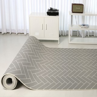 mom&maum 防滑降噪地墊, 100 x 200 x 1.2cm, 灰色人字款