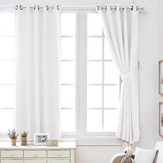 The Zari 免打孔純色遮光客廳式窗簾, 135 x 170cm, 白色