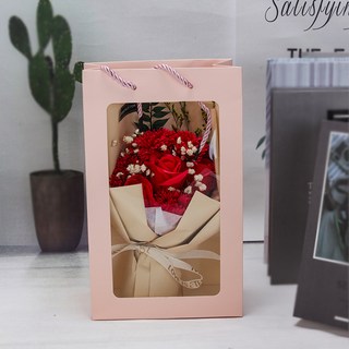 마쉬매리골드 컬러풀 비누꽃 카네이션 꽃다발, 레드, 1개