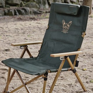 MAD DOG 4段角度調節露營躺椅 舒適椅 + 枕頭套組, 印地安卡其色, 1套