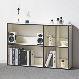 필웰 레트라 책꽂이 선반 책장 1100, 아이보리 + 블랙, 2단