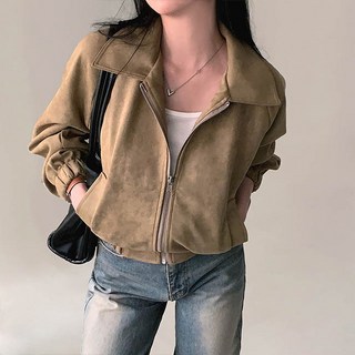 andstyle 女款翻領麂皮短版夾克 263601