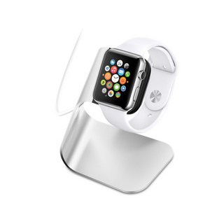 LuA lovel Apple Watch 鋼製金屬充電座支架, 銀色, 1個